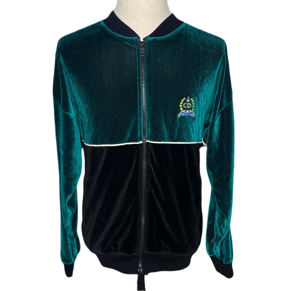 Dior Vintage Teal and Black Velvet Jacket with Black Velvet Pants